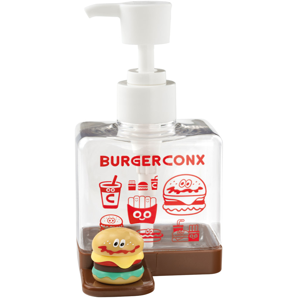 マスコット付き ソープ ディスペンサー 250ml 詰め替え ボトル 手洗い ポンプボトル スケーター skater BSSD1 バーガーコンクス BURGER CONX 男の子 女の子【ハンドソープ 洗面用品 洗面所 手動 キャラクター】