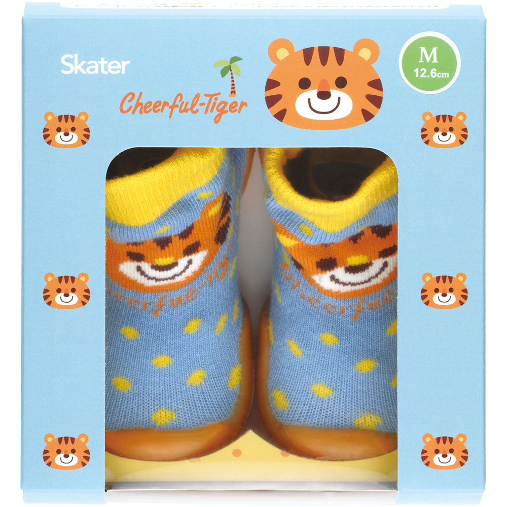 ソックス シューズ ギフトボックス M 12.6cm ベビー 靴 赤ちゃん BSSHL3G スケーター skater トラ とら チアフル タイガー 動物 男の子 男子【キャラクター 靴下 くつ クツ ファーストシューズ】