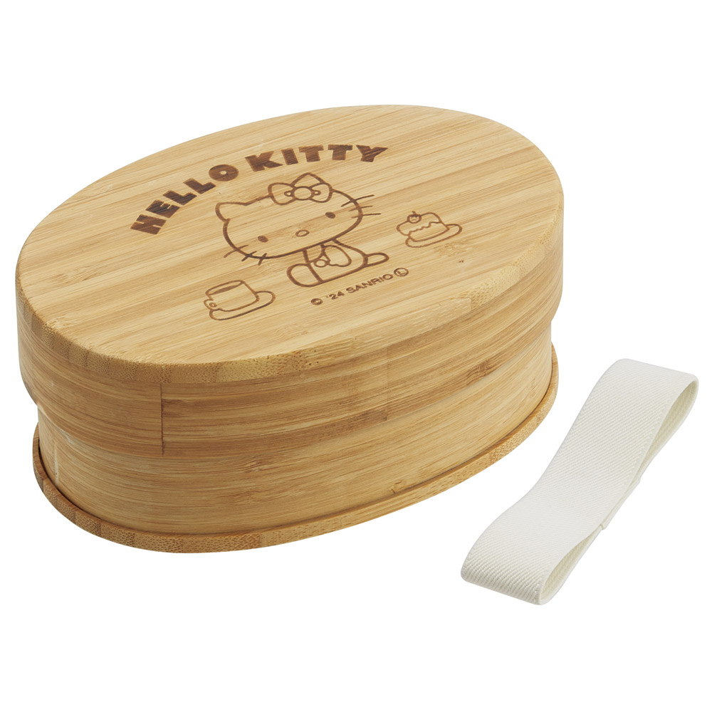 竹製 ランチ ボックス 600ml 弁当箱 1段 一段 和風 シンプル 小判型 仕切り付 スケーター skater BWLB6 キティ ハローキティ キティちゃん 女の子