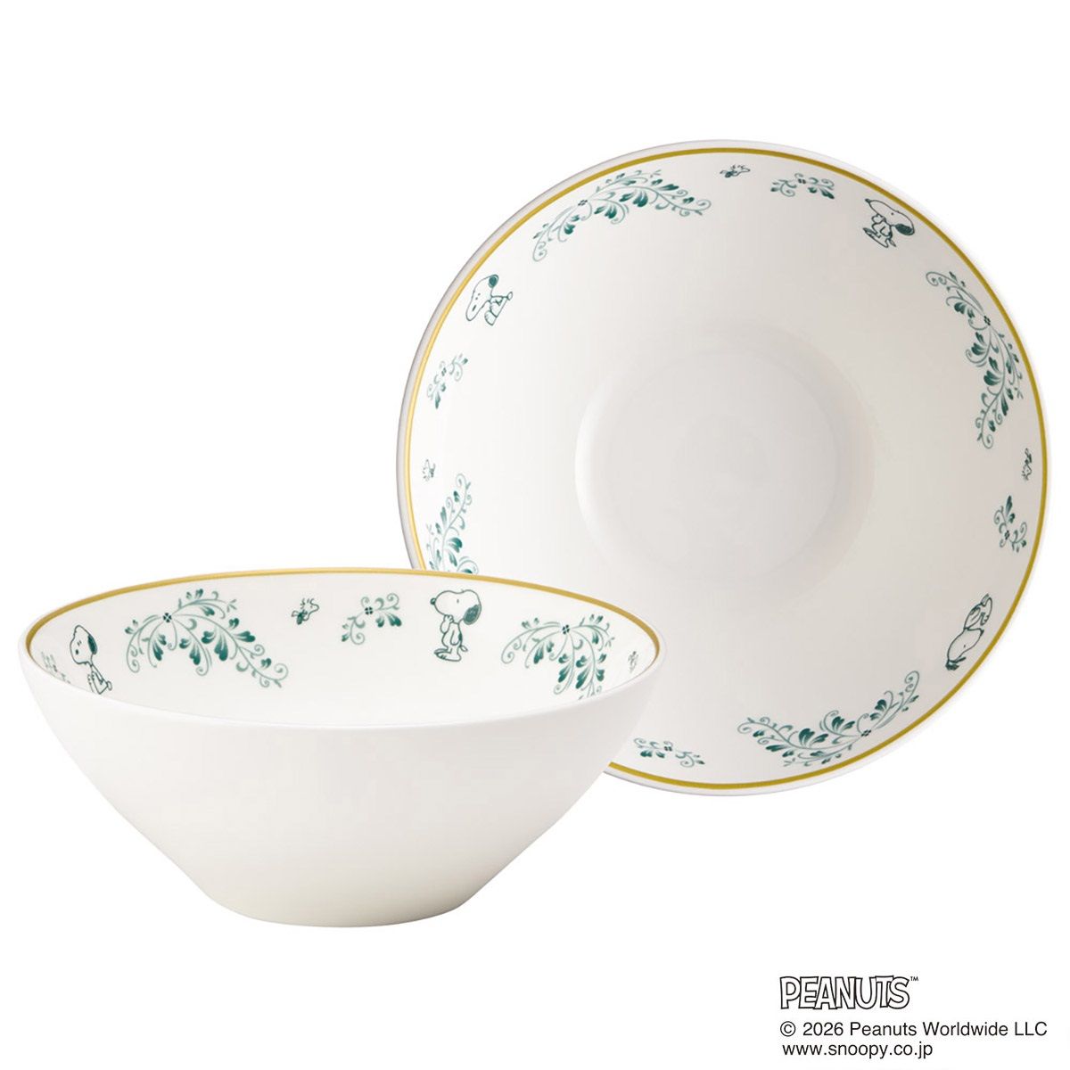 【送料無料】スケーター サラダ ボウル 14cm ナルミボーンチャイナ NARUMI ナルミ ボーンチャイナ 食器 skater CBPL14 スヌーピー ボタニカル SNOOPY ピーナッツ 女性【お皿 鉢 陶磁器 キャラクター 鳴海製陶】