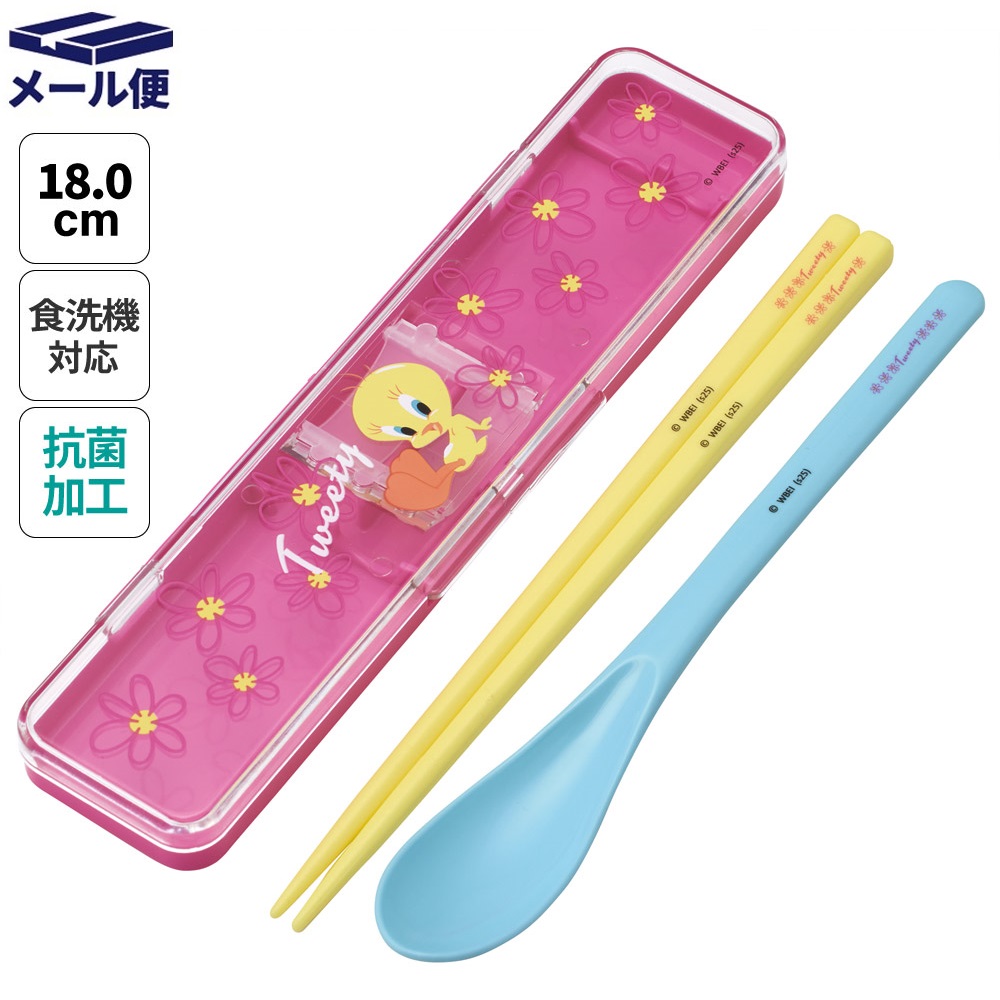 抗菌音が鳴らないコンビセット(箸・スプーン) 箸18cm ＴＷＥＥＴＹ／フラワ－／CCS3SAAG_4973307710131