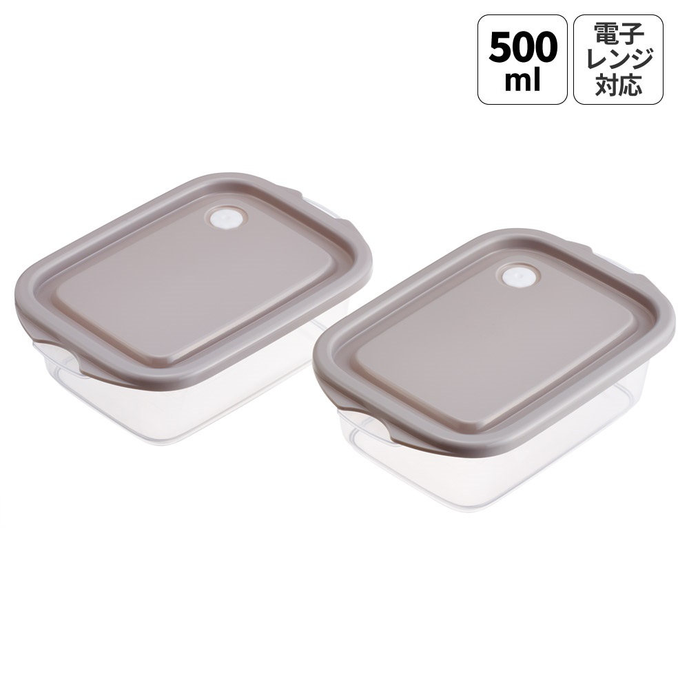 スケーター 保存容器 弁当箱 フードコンテナ シールボックス 2個セット 500ml プラスチックskater FCN2W スモーキーグレー【おしゃれ 食品保存 食材保存 シンプル お弁当 ランチボックス】