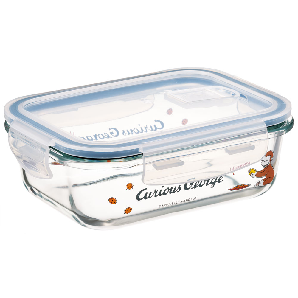 【送料無料】耐熱ガラス 容器 650ml 保存容器 ガラス 密閉 おしゃれ 耐熱容器 食洗機対応 冷凍 skater スケーター GBST7 おさるのジョージ ひとまねこざる 男の子 女の子