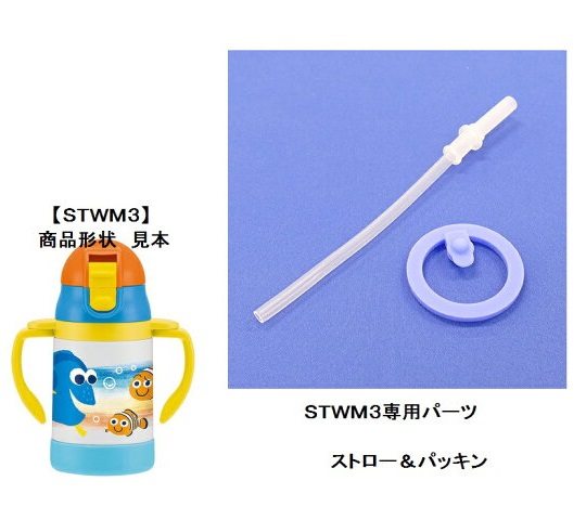 メール便対応 STWM3 ストロー一式＋フタパッキンセット　両手ストローステンレスボトル　240ml用361845 パーツ