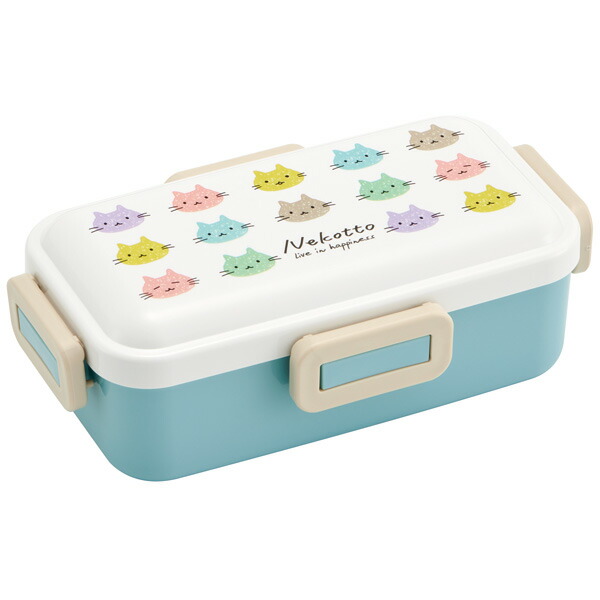 おかずがつぶれにくい 抗菌ふわっと弁当箱 1段/530ml ねこっと カラフル／PFLB6AG_4973307513411