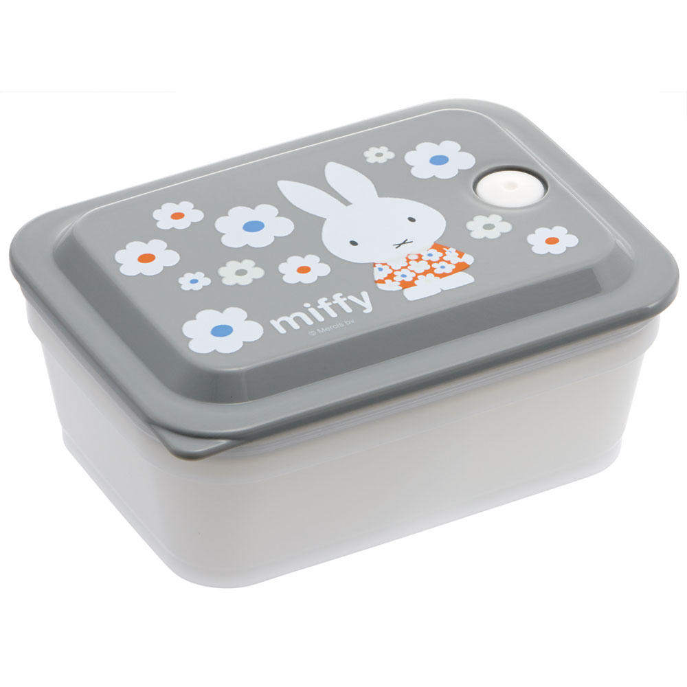 抗菌 パッキン 一体型 ふわっと 保存容器 [450ml]　ミッフィー モノトーン　// 銀イオン Ag+ 食品 食材 おかず 作り置き 電子レンジ 食洗機 ふんわりフタ かわいい キャラクター うさこちゃん miffy 4973307572579 PAS5AG スケーター