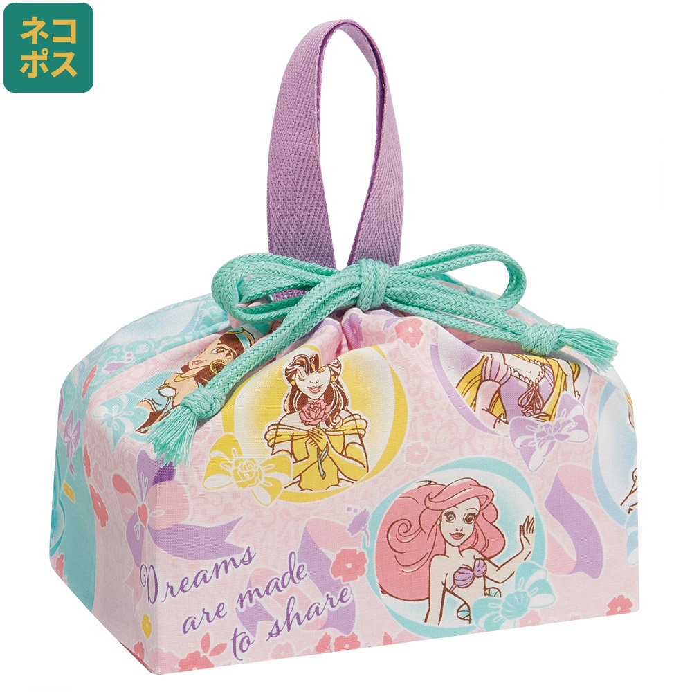 【メール便対象品】 お弁当袋 幼稚園 キャラクター ランチ巾着 子供 巾着袋 小学生 小 きんちゃく袋 skater スケーター KB7 ディズニー プリンセス 25年 女の子 女子