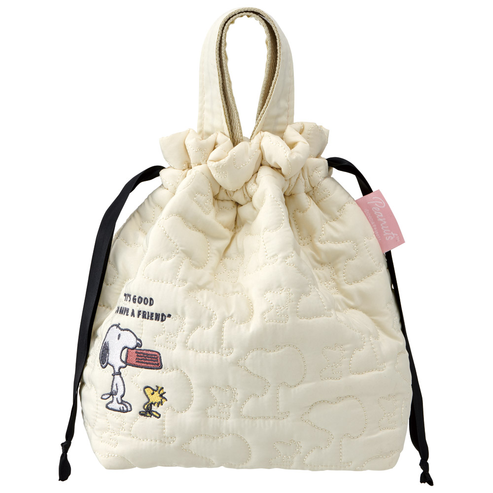 キルト生地 保冷 ランチ 巾着 巾着袋 持ち運び キャラクター おしゃれ マチ付き スケーター skater KBCL9 スヌーピー SNOOPY ピーナッツ 女性 レディース