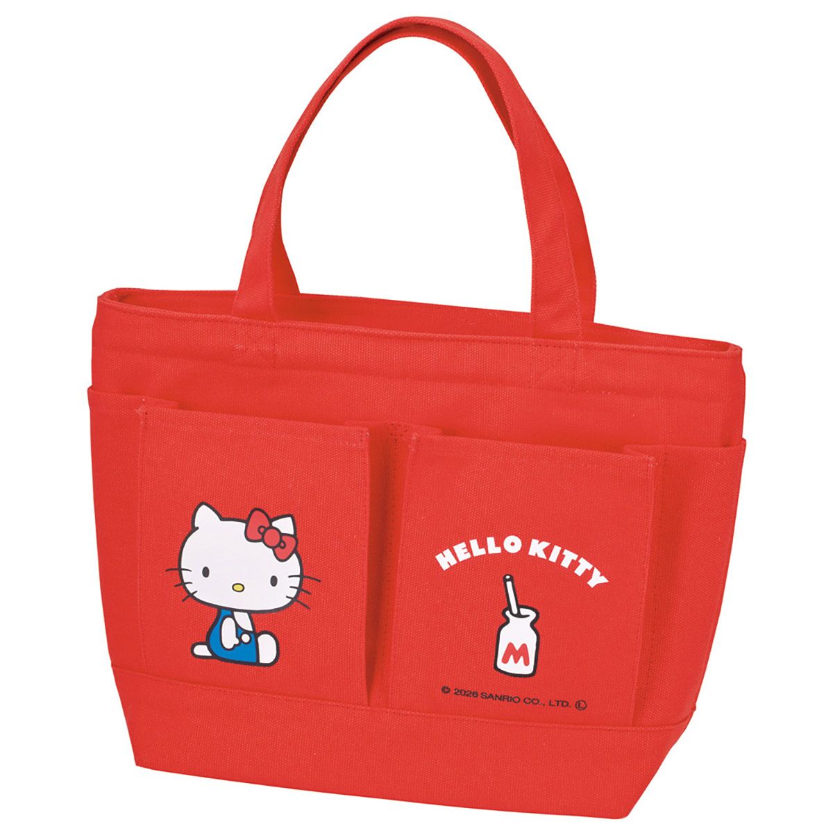 スケーター ランチバッグ 保温 保冷 Wポケット 帆布 ランチ バッグ お弁当 キャンバス生地 skater KBCWP7 キティ ハローキティ キティちゃん サンリオ 女の子【アルミ蒸着 弁当 かばん 手提げ】