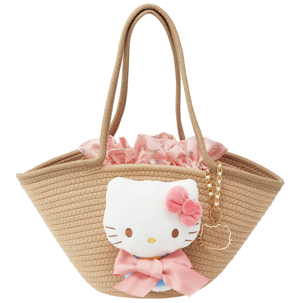 ぬいぐるみ付き かご風バッグ かご バッグ かばん かわいい キャラクター スケーター skater KNBB1 キティ ハローキティ キティちゃん 女の子【インナーバッグ付き チャーム付き 可愛い】