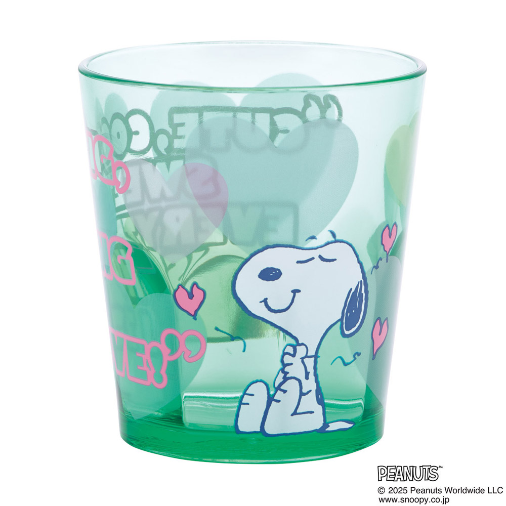 スケーター アクリル コップ 割れにくい 280ml プラスチック 子供 キッズ キャラクター skater KSA4J スヌーピー SNOOPY クリアハート グリーン ピーナッツ【透明 クリア アクリルコップ 洗面所 タンブラー】