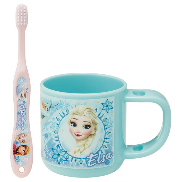 スタンド付コップ＋歯ブラシセット 園児用 アナと雪の女王／KTB5_4973307499357