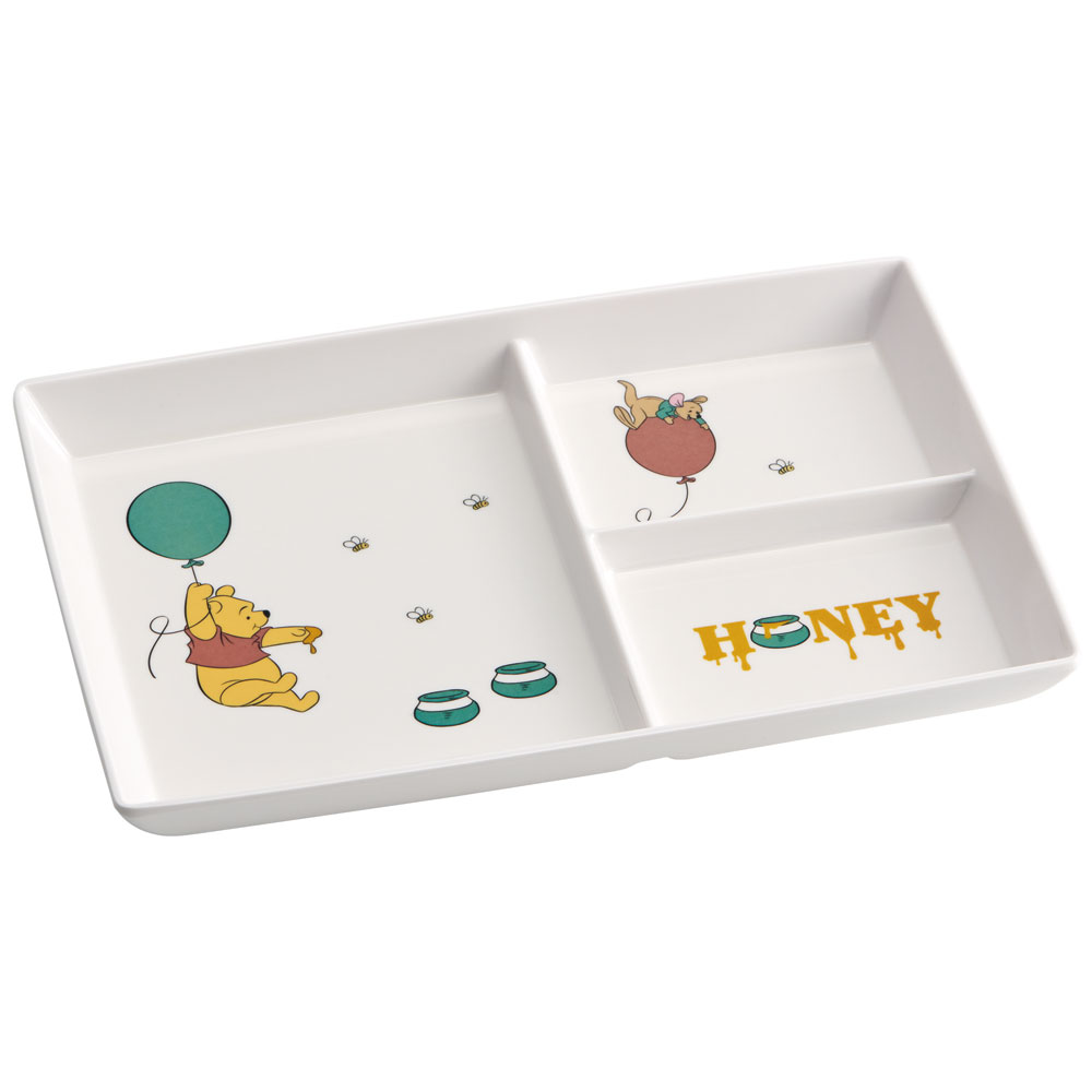 メラミンモーニングプレート  メラミン製トレー  仕切りプレート 小物入れ スケーター skater MMP1 くまのプーさん プーさん Pooh cafe 女性 レディース【メラミン皿 食器 トレイ 朝食 洋食器 インテリア お子様プレート】