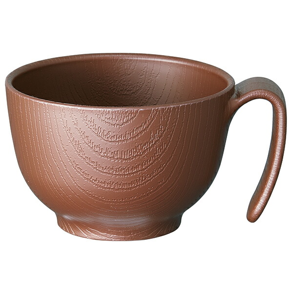 【木目食器シリーズ】木目持ちやすい茶碗 ハンドル付[370ml]●ブラウン 茶色●//お茶碗 茶碗 ご飯椀 お椀 プラスチック 軽い 丈夫 電子レンジ対応 食洗機対応 木目調 サポート 取っ手付き ライスボウル 介護 介助 補助// スケーター