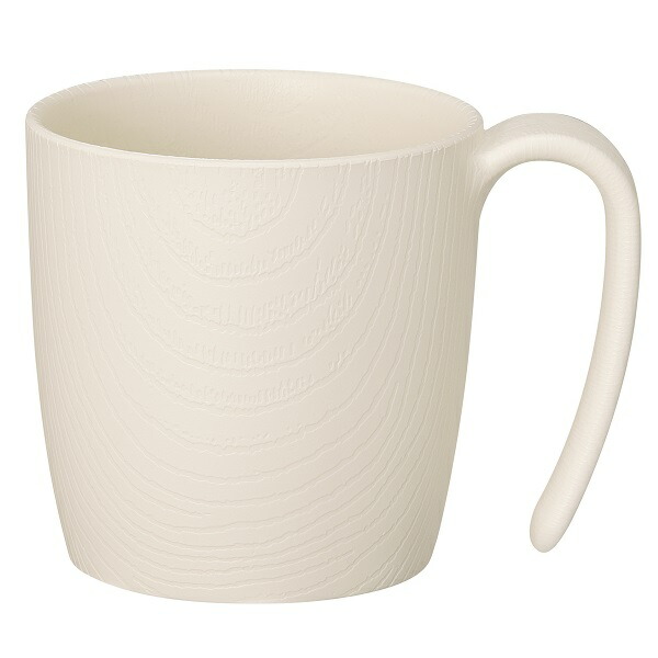 【木目食器シリーズ】木目持ちやすいコップ ハンドル付[290ml]●クリーム 白色●//コップ カップ プラスチック 軽い 丈夫 電子レンジ対応 食洗機対応 木目調 サポート 取っ手付き 介護 介助 補助// スケーター