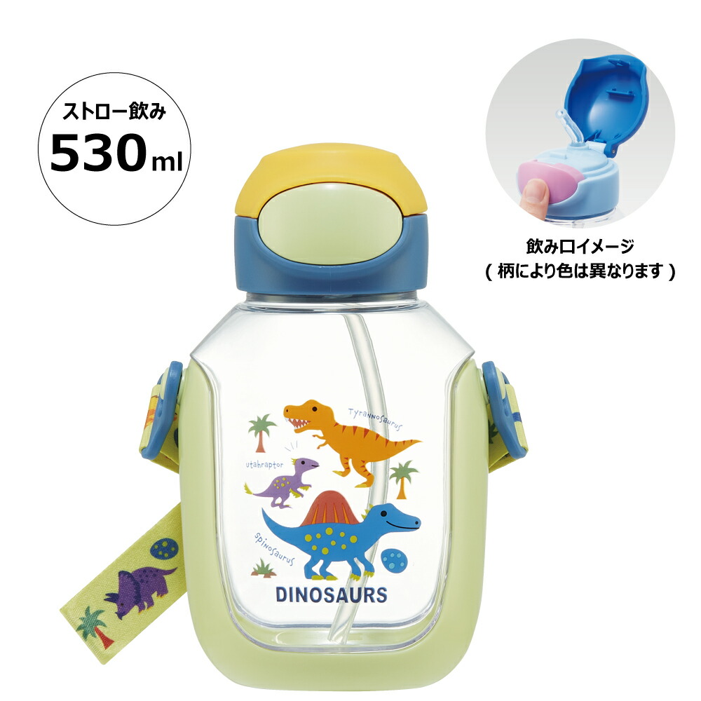 【送料無料】ワンプッシュストローボトル 530ml ディノサウルス ピクチャ/PDSH6DX_4973307633911