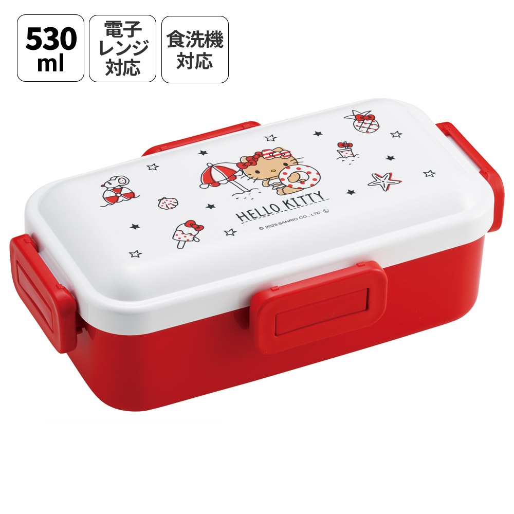 おかずがつぶれにくい ふわっと弁当箱 1段/530ml ハローキティ Summer/PFLB6_4973307688300