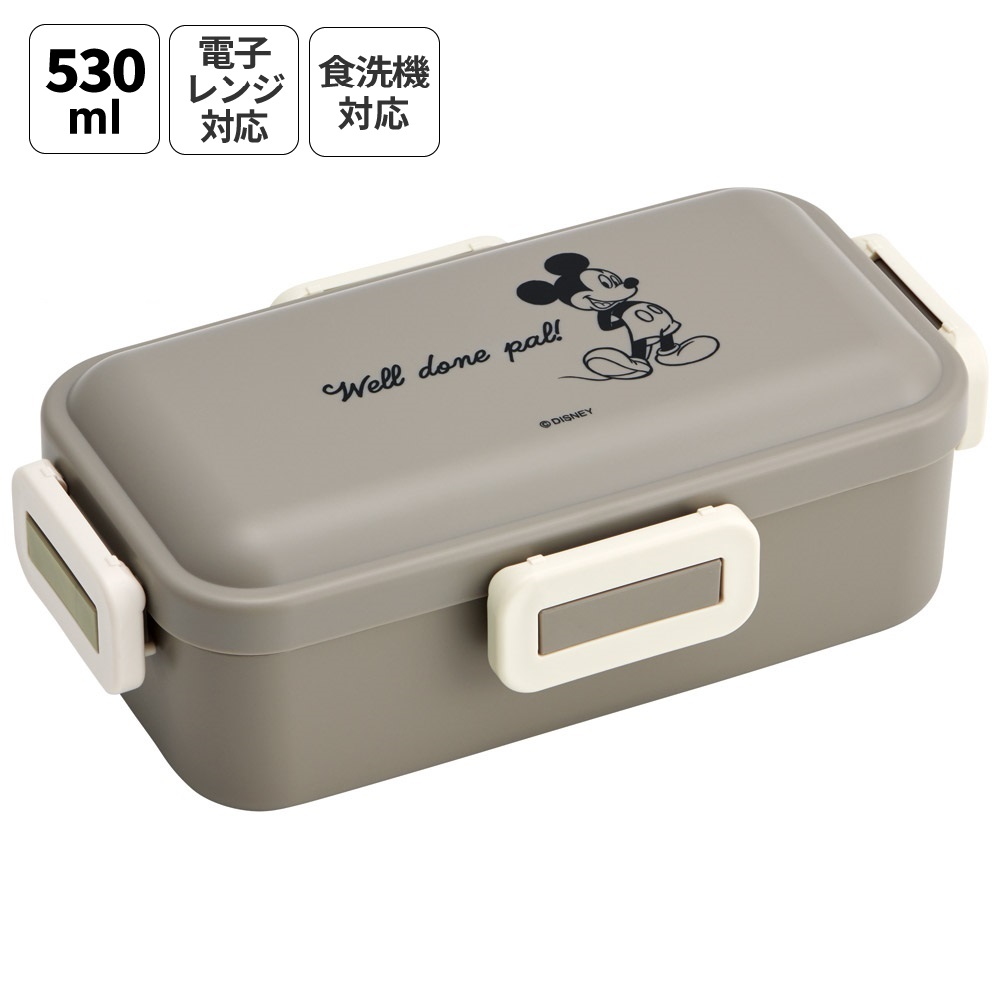 おかずがつぶれにくい ふわっと弁当箱 1段/530ml ミッキー シンプルロゴ/PFLB6_4973307708930
