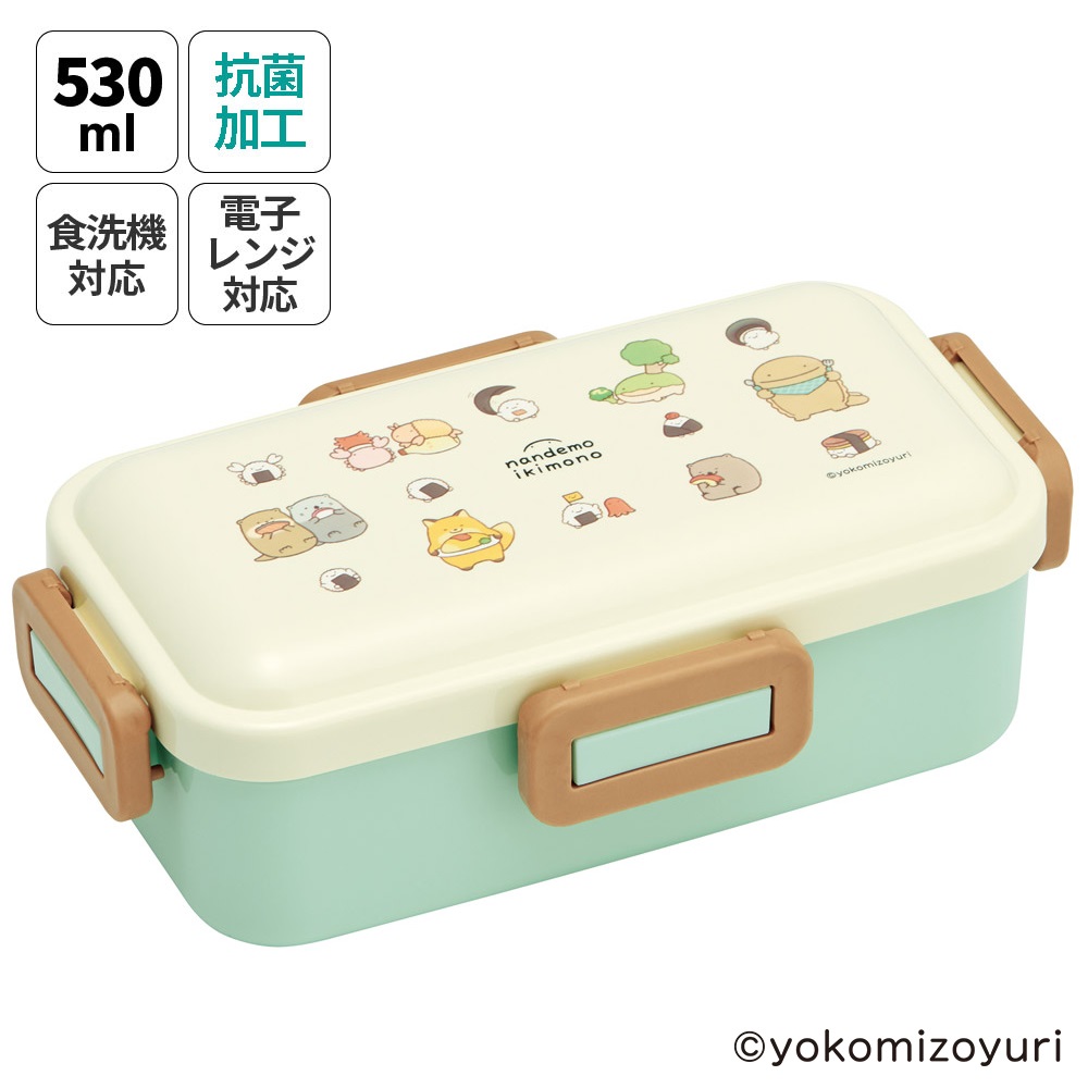おかずがつぶれにくい 抗菌ふわっと弁当箱 1段/530ml なんでもいきもの/PFLB6AG_4973307693670