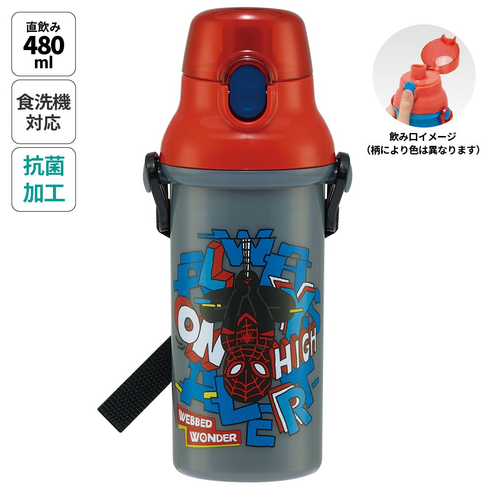 子供用 直飲み プラスチック 水筒 480ml ＳＰＩＤＥＲＣＯＭＩＣ／PSB5SANAG_4973307665967