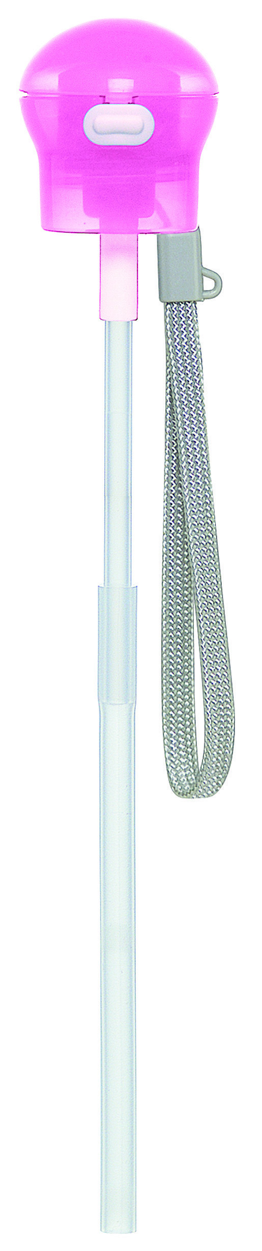 プッシュ式ストローホッパーキャップ[携帯用ストラップ・ケース付き]●ピンク●//ペットボトル/ストロー/ワンプッシュ/便利/水筒/水分補給/レジャー/スポーツ/病院/サポート// スケーター