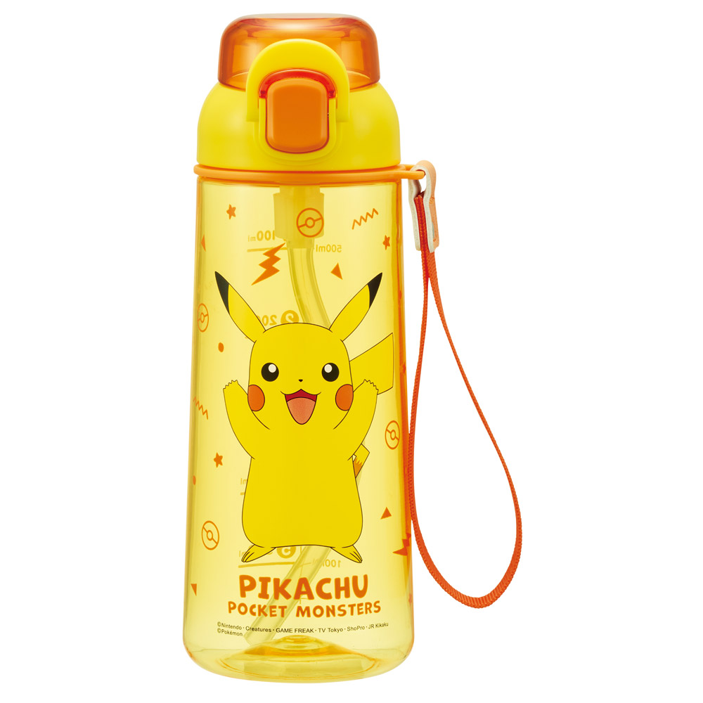 【送料無料】ワンプッシュ ストロー ボトル 水筒 630ml 透明 クリア 子供 キッズ かわいい スケーター skater PSHPO6 ポケットモンスター 25年 ポケモン ピカチュウ 男の子