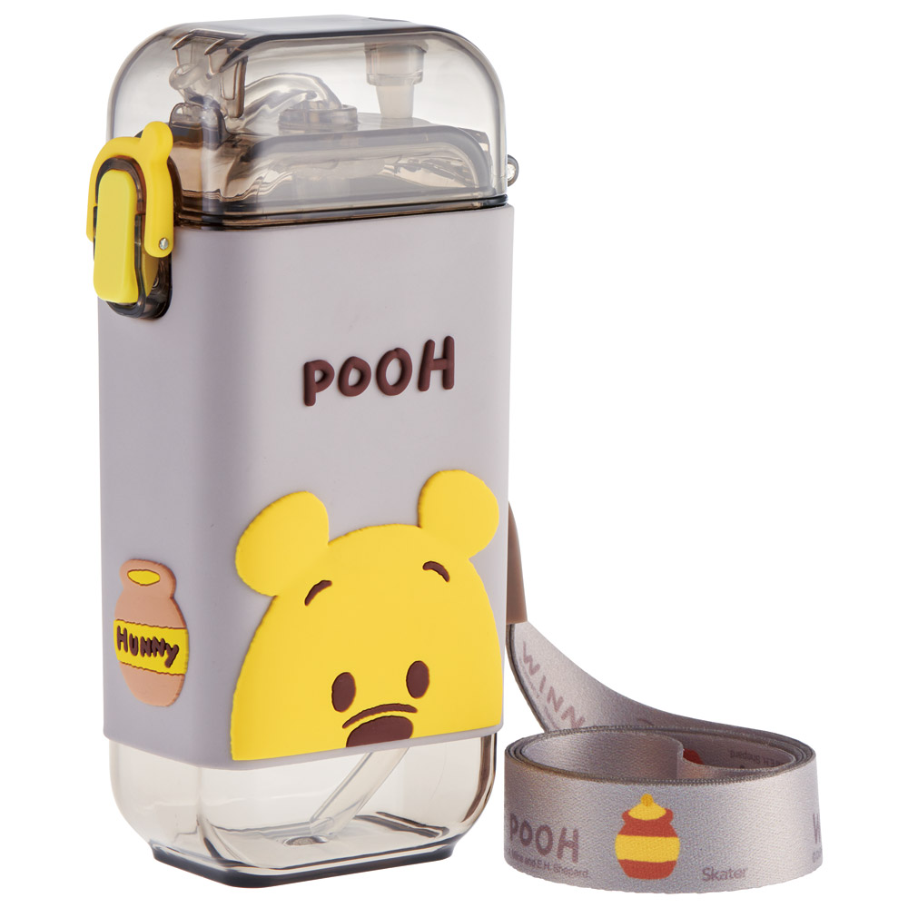 スクエア ストロー ボトル 水筒 ワンプッシュ 260ml 子供 キッズ キャラクター スケーター skater PSQ3ST くまのプーさん プーさん Pooh 女性 レディース【水分 補給 こども ショルダー ベルト】