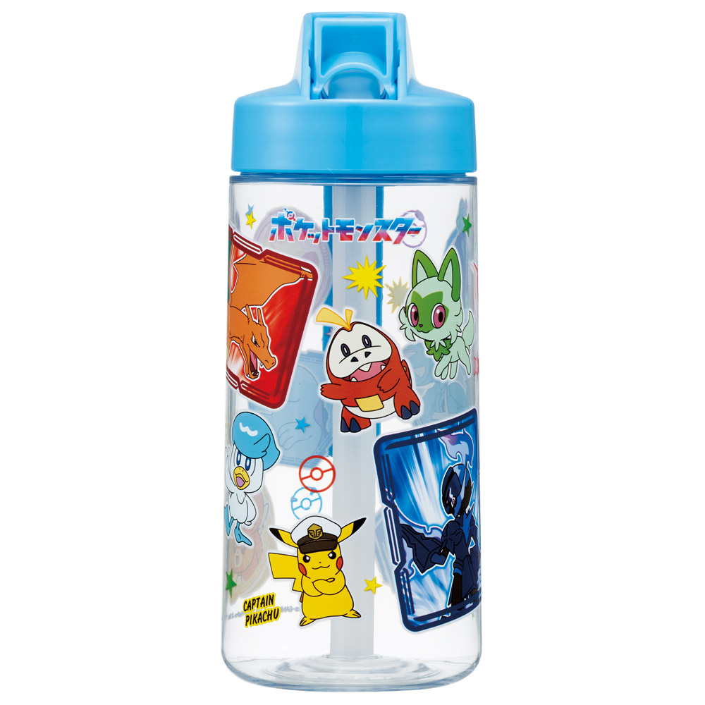 スパウト ストロー 付き 水筒 500ml マグ ウォーター ボトル 透明 キャラクター skater スケーター PSTB5 ポケットモンスター ポケモン 24年 ピカチュウ 男の子