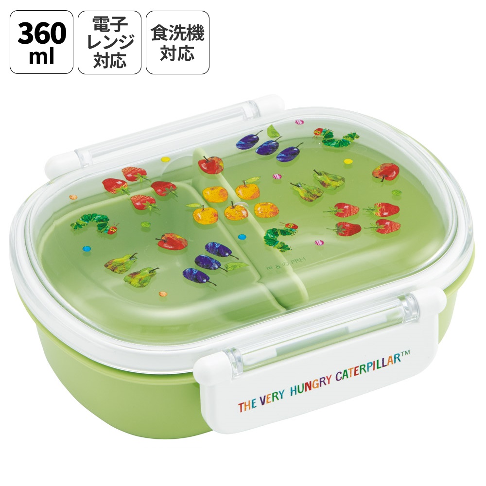 スケーター お弁当箱 子供 360ml 日本製 食洗機対応おかずがつぶれにくいドーム型ふた skater QAF2BA はらぺこあおむし フルーツパターン はらぺこ【キャラクター 1段 ランチボックス 丸型 可愛い 幼稚園 キッズ】