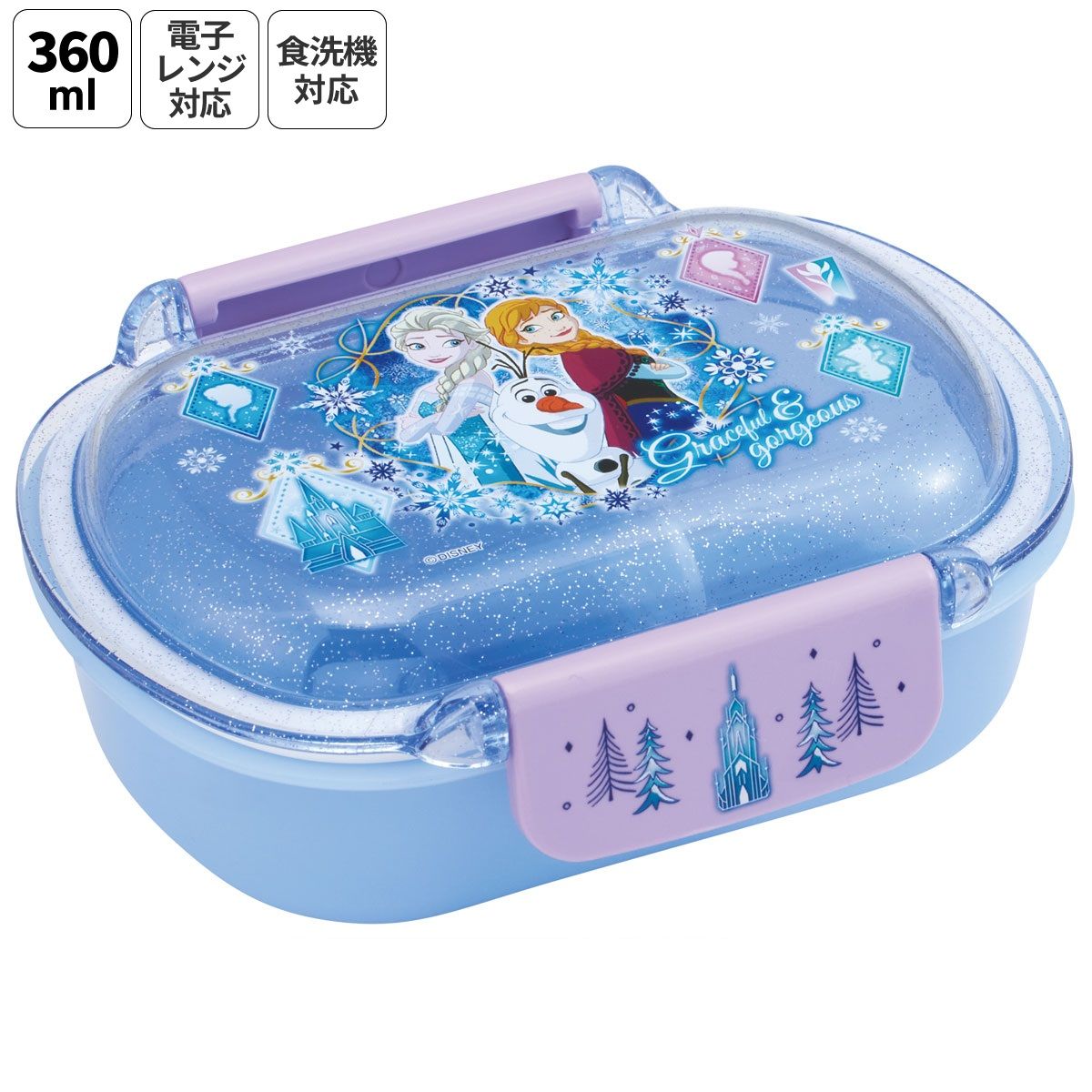 スケーター お弁当箱 子供 360ml 洗いやすい パッキン 日本製 食洗機対応 ふわっと型ふた skater QTAF2BA アナと雪の女王 27年 アナ雪 ディズニー 女の子 女子【キャラクター 1段 ランチボックス 丸型 幼稚園 キッズ】