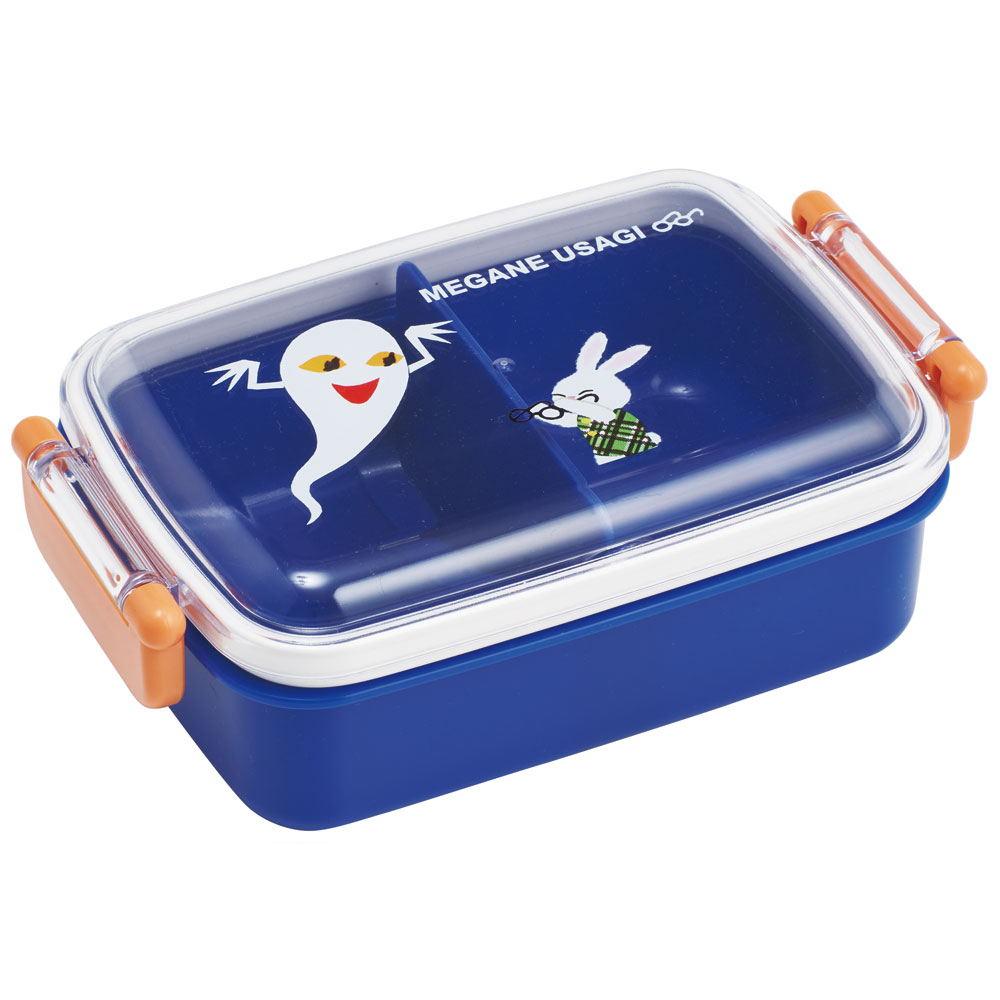 抗菌おかずがつぶれにくい ふわっとフタお弁当箱（角型） 1段/450ml めがねうさぎ／RBF3ANAG_4973307638886