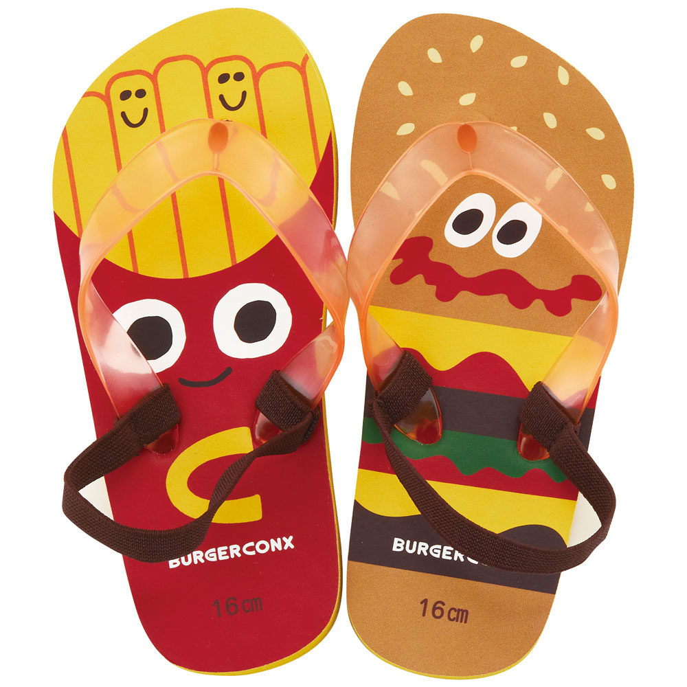 ビーチサンダル キッズ 16cm 子供 キャラクター サンダル 夏用 痛くない skater SDBE16 スケーター バーガーコンクス BURGER CONX 男の子 女の子【ビーサン子ども 海 ゴムバンド付き 子供用 おしゃれ プレゼント】