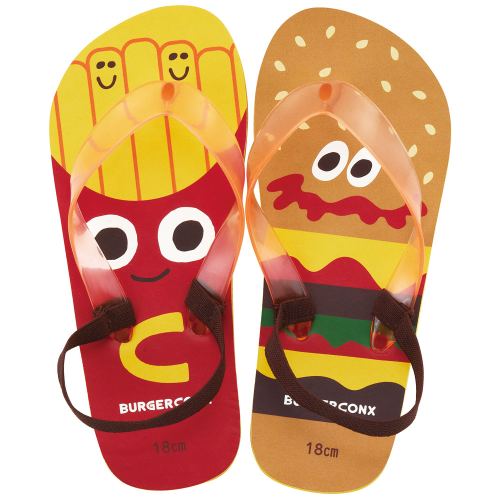 ビーチサンダル キッズ 18cm 子供 キャラクター サンダル 夏用 痛くない skater スケーター SDBE18 23年 バーガーコンクス BURGER CONX 男の子 女の子【18 ビーサン子ども 海 プール ゴムバンド付き 子供用 夏 プレゼント】