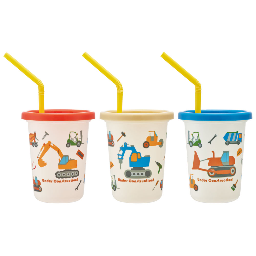 ストロー付タンブラー 230ml/3個セットはたらくクルマ/SIH2ST_4973307599927/スケーター