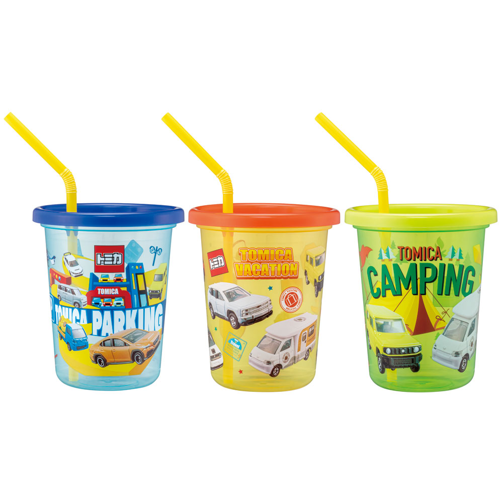 ストロー付タンブラー 320ml/3個セットトミカ２４／SIH3ST_4973307658204／スケーター