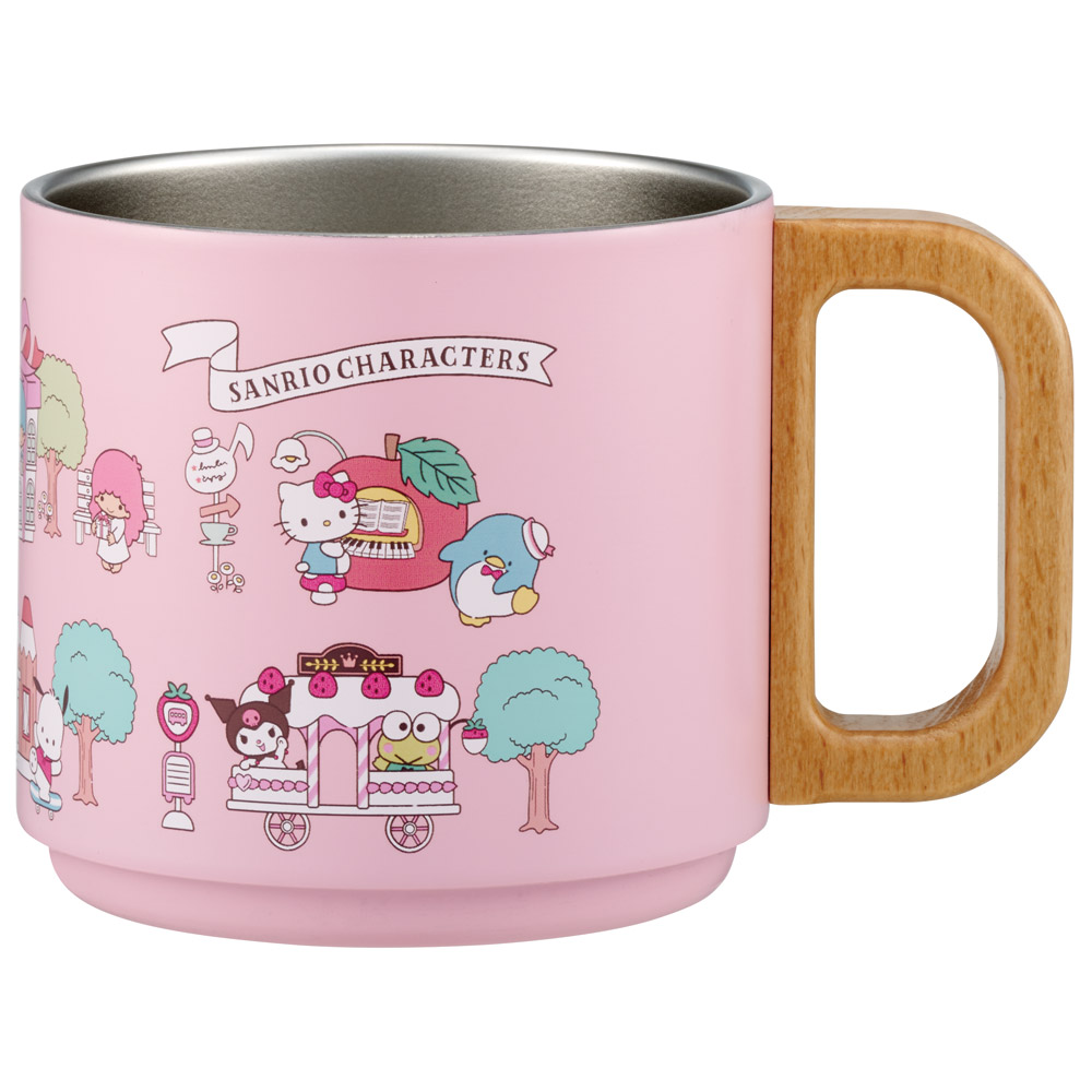 スタッキング ステンレスマグ 350ml 保温 保冷 持ち手付 コップ キャラクター スケーター skater SSTMG3S サンリオ キャラクター village キティ クロミ