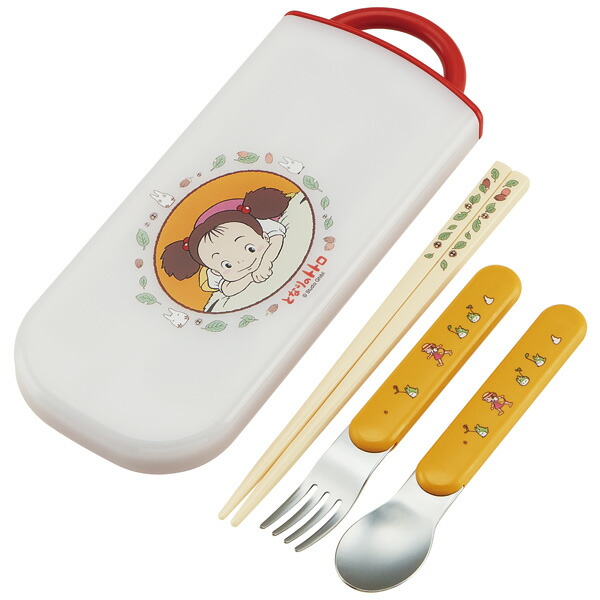 ●となりのトトロ メイ●食洗機対応スライド式トリオセット[名前入れスペース付きハシ]///キャラクター ランチ カトラリー ハシ はし 箸 スプーン フォーク/// スケーター