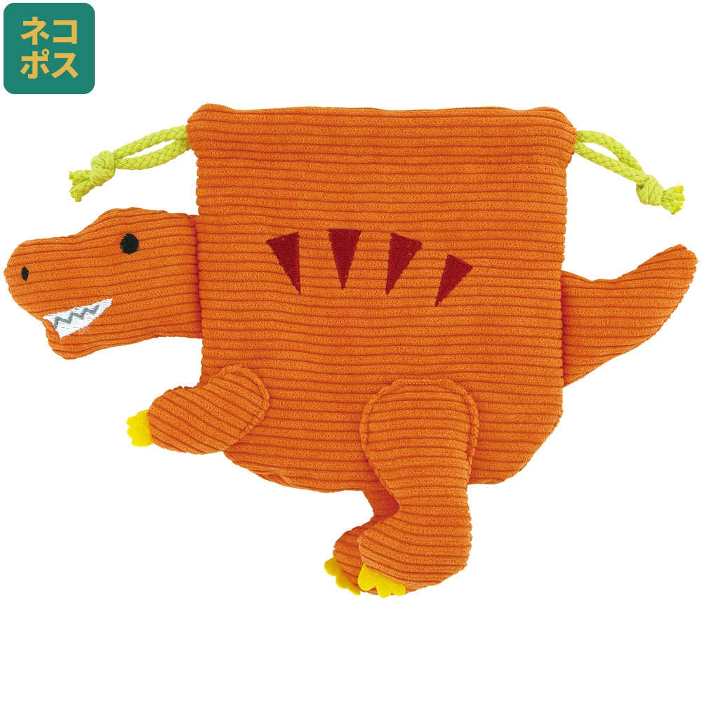 【メール便対象品】 ダイカット 巾着 袋 小物入れ キャラクター 子供 キッズ 可愛い 巾着袋 スケーター skater ZKE4D ディノサウルス 恐竜 ダイナソー 男の子 男子【こども 子ども コーデュロイ きんちゃく】