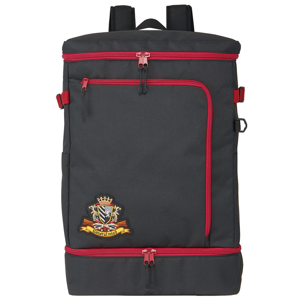 スクエアバッグ 27L 通勤 通学 バッグ かばん カバン リュック 旅行 底 靴 スケーター skater ZSQB1 エンブレム ブラック 黒【底ポケット シューズ トラベル 鞄】