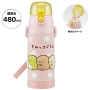 立体プリント 水筒 キッズ ワンタッチ 直飲み ステンレス 480ml おしゃれ かわいい スケーター SDPV5