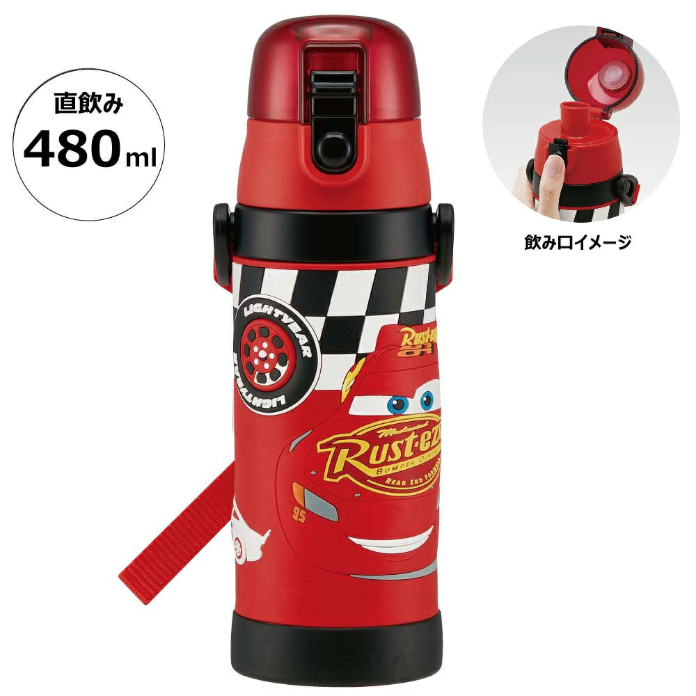 立体プリント 水筒 キッズ ワンタッチ 直飲み ステンレス 480ml おしゃれ かわいい スケーター SDPV5