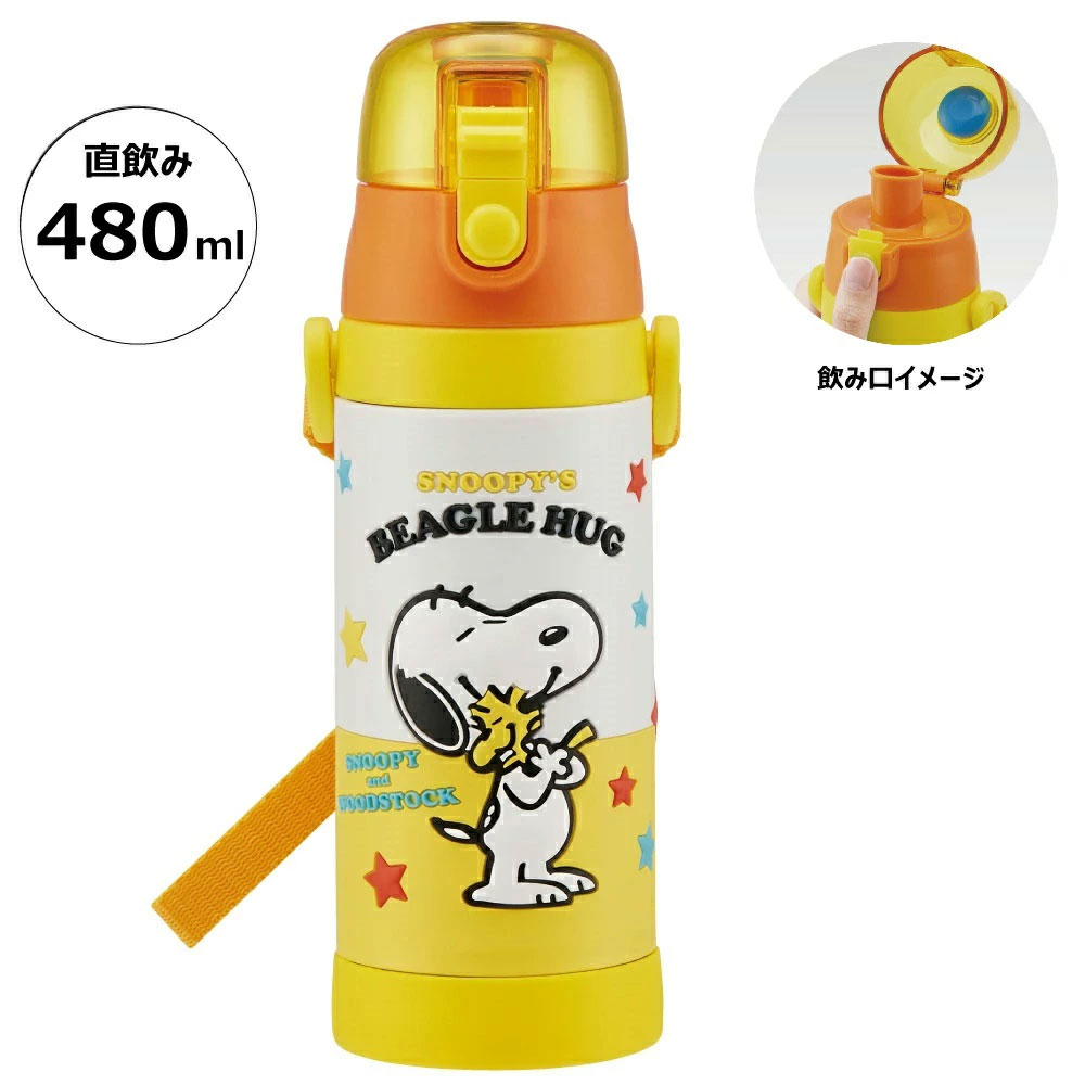 立体プリント 水筒 キッズ ワンタッチ 直飲み ステンレス 480ml おしゃれ かわいい スケーター SDPV5