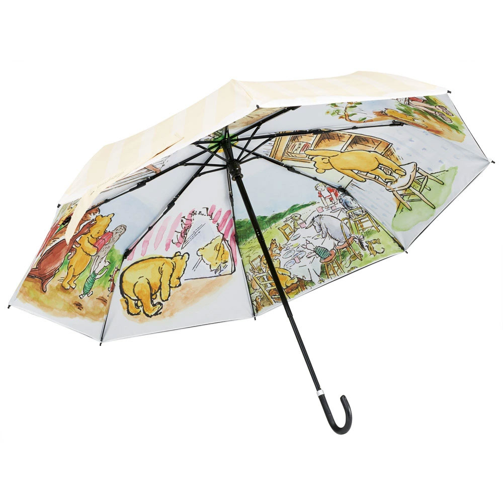 スケーター 日傘 晴雨兼用 傘 UVカット 遮光 遮熱 両面印刷 折りたたみ 55cm skater UBOTBP55 クラシックプー くまのプーさん プーさん Pooh【両面プリント 折りたたみ傘 手開き グラスファイバー】