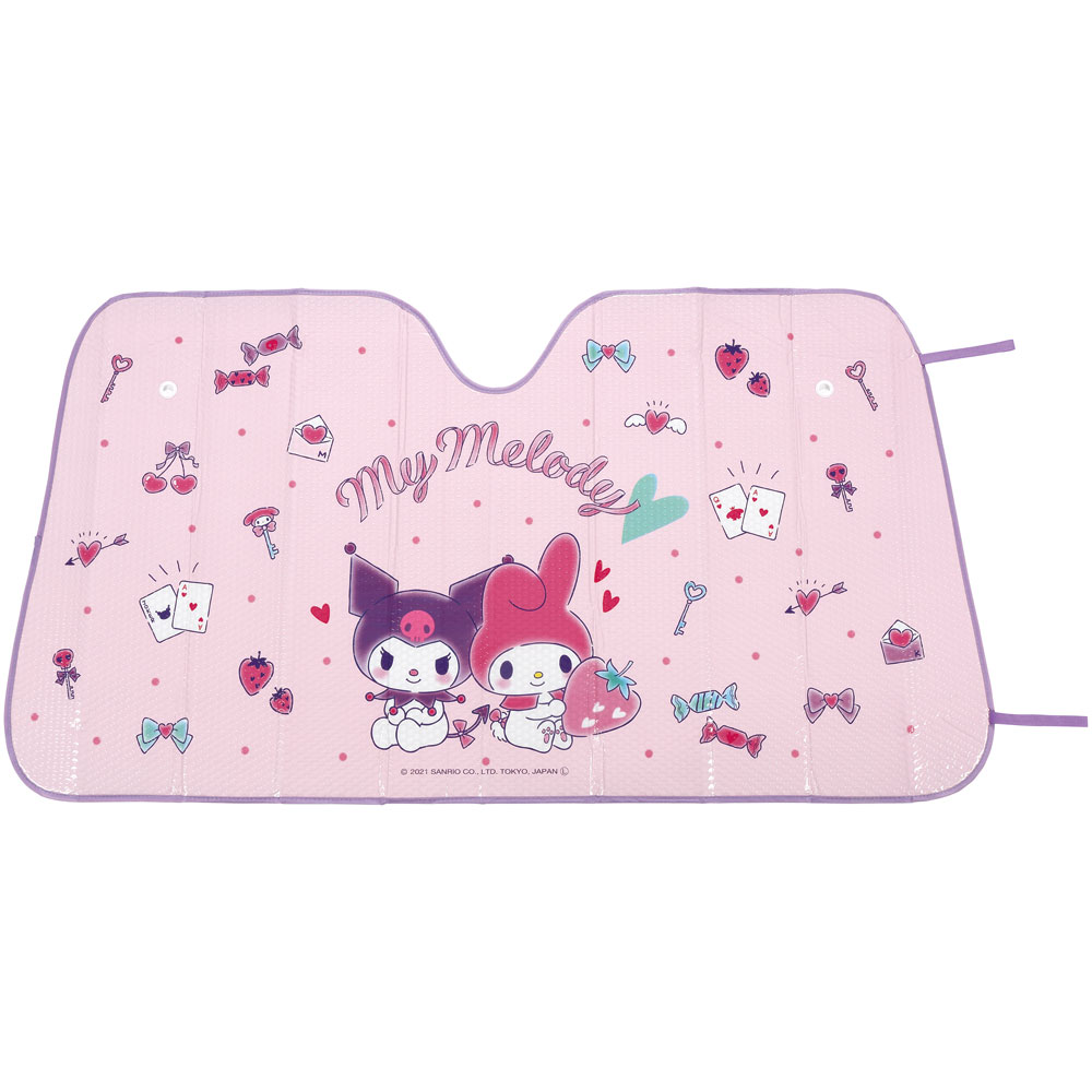 サンシェード　マイメロディ クロミ　車 フロント 日よけ カー用品 サンリオ CSUS1 スケーター【車中 日差し カット 断熱 対策 吸盤 折りたたみ 便利 ドライブ グッズ かわいい キャラクター Sanrio オトナカワイイ】