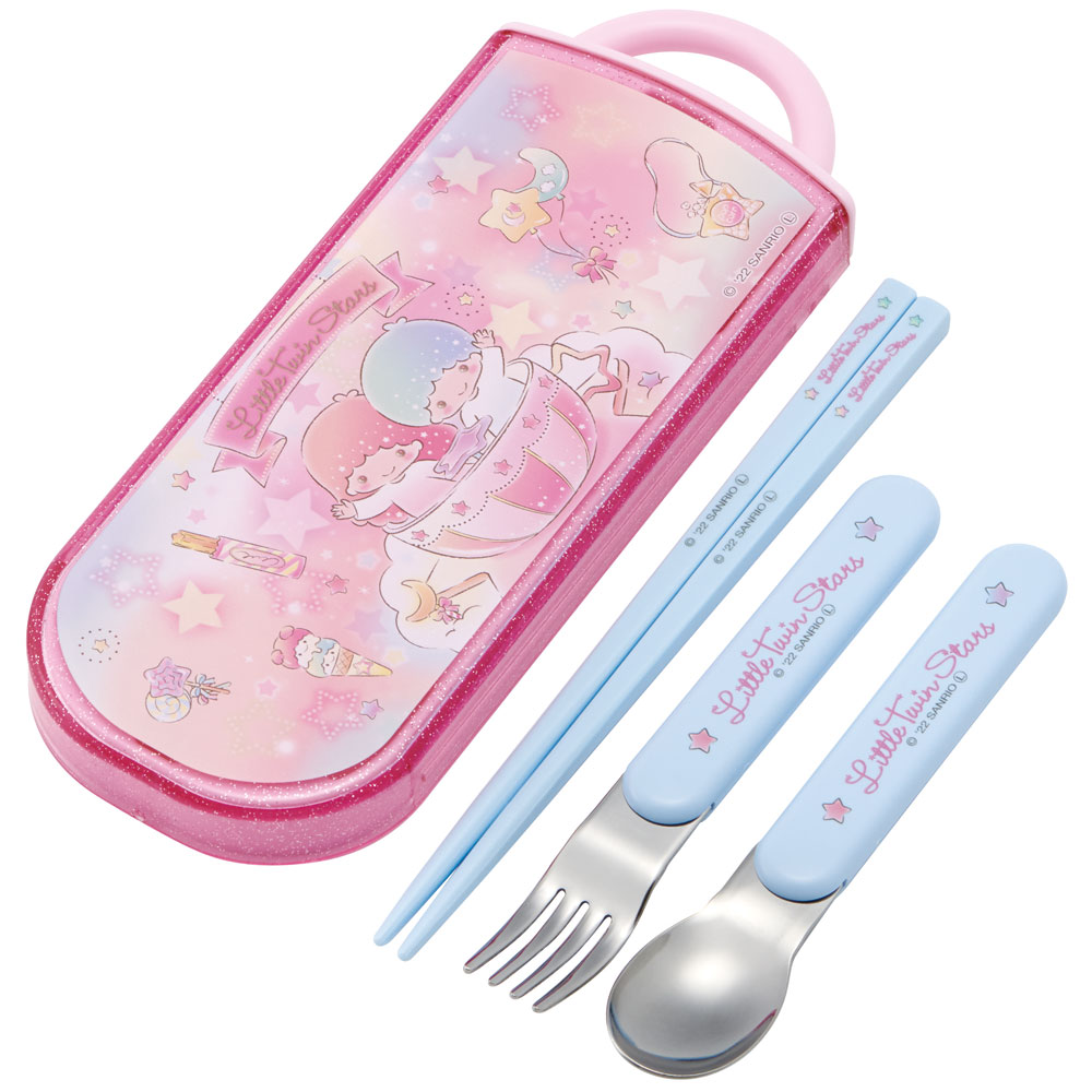 子供用 抗菌 お弁当 トリオセット 開けやすいスライド式（箸、スプーン、フォークのセット） ツインスター 遊園地／TACC2AG_4973307600524