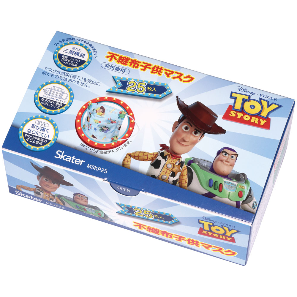 子供プリーツマスク 25枚入り トイストーリー／MSKP25_4973307626029