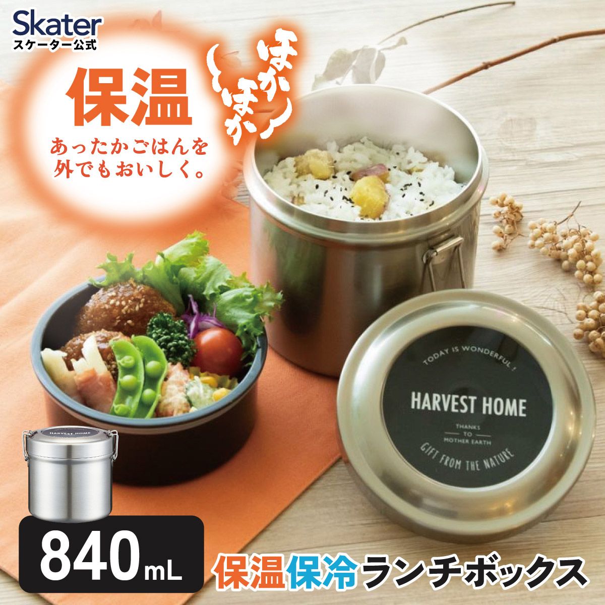 【キャンペーンA対象】【送料無料】保温・保冷 抗菌真空ステンレスランチジャー 840ml/2段 シルバー /保温・保冷弁当箱 STLB2AG_4973307627569