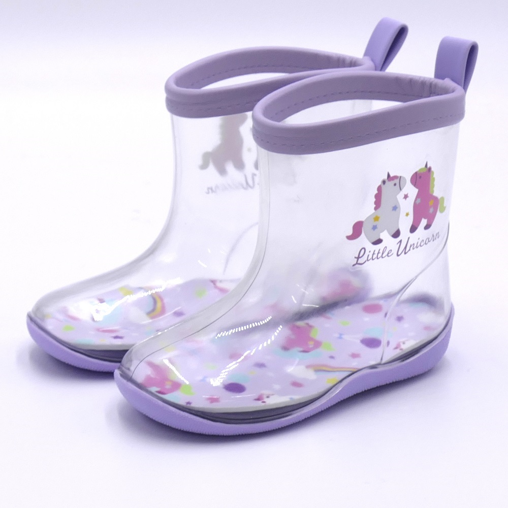 透明 レインブーツ 長靴 15cm 子供 かわいい クリア キッズ 雨具 レイングッズ スケーター skater RIBTCL15 リトルユニコーン ユニコーン柄 メルヘン 女の子