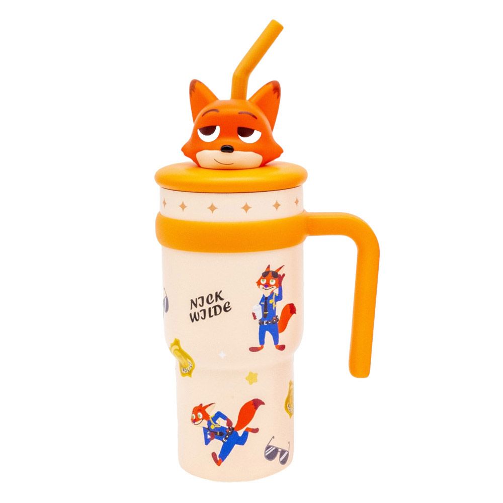 スケーター ハンドル付き ストロー タンブラー 700ml 保冷 専用 マスコット付き skater STSTBM7 ズートピア ニック ディズニー【子供 キッズ 大人 真空二重構造 持ち手付き】