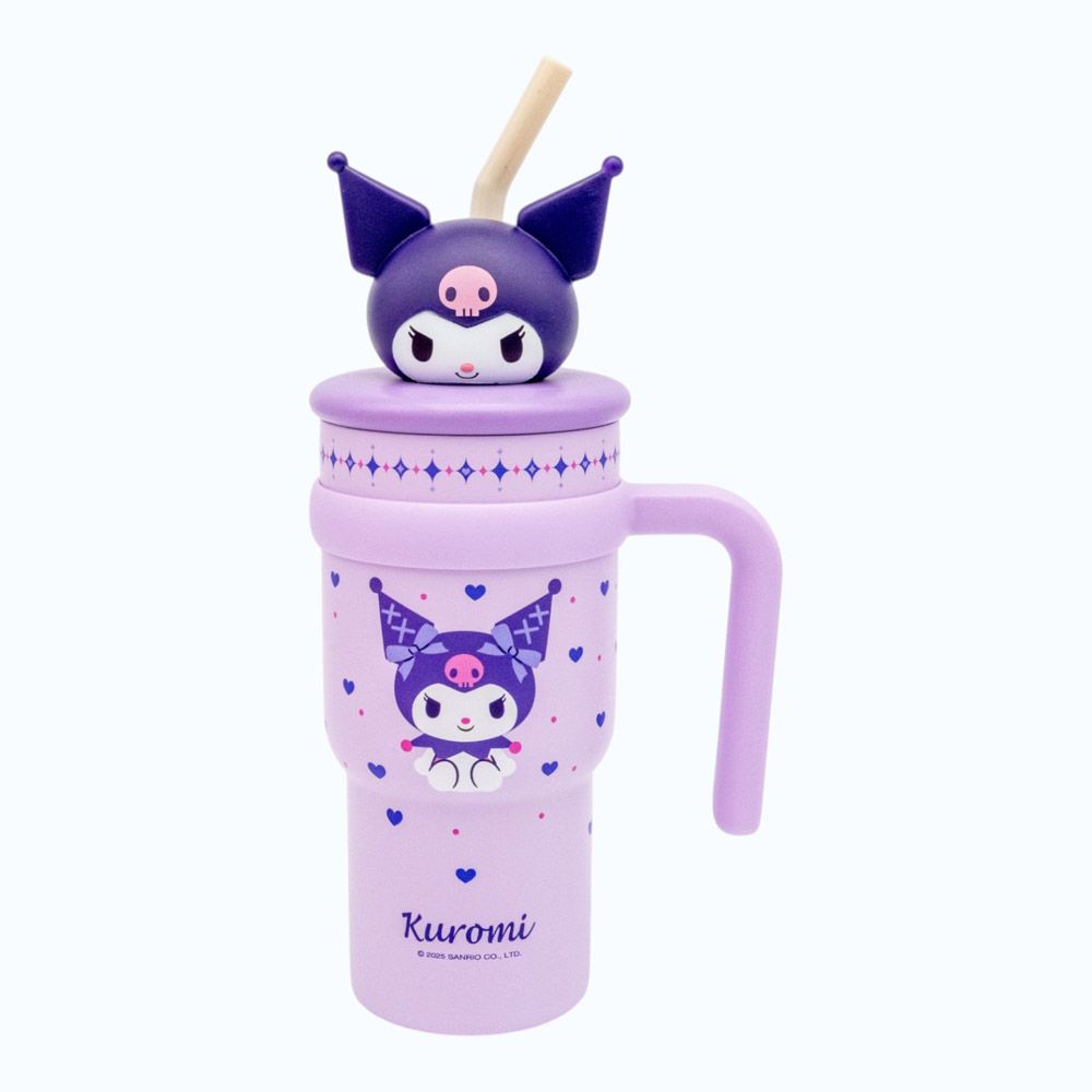 スケーター ハンドル付き ストロー タンブラー 700ml 保冷 専用 マスコット付き skater STSTBM7 クロミ クロミちゃん サンリオ 女の子 女子【子供 キッズ 大人 真空二重構造 持ち手付き】